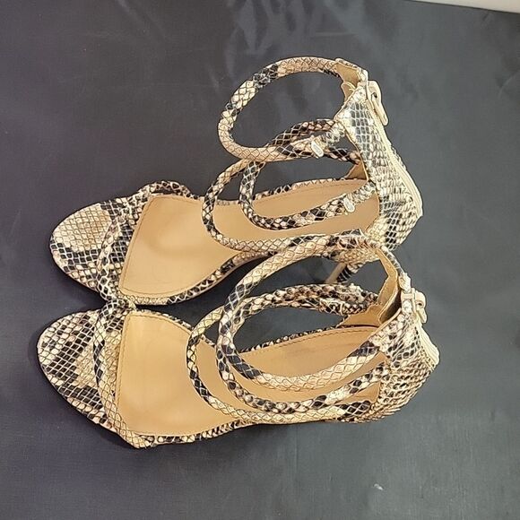 PRETTY LITTLE THING SNEAKER SKIN POINTED TOE 4-STRAP HIGH HEEL STILETTOS SANDAL - Picture 8 of 14